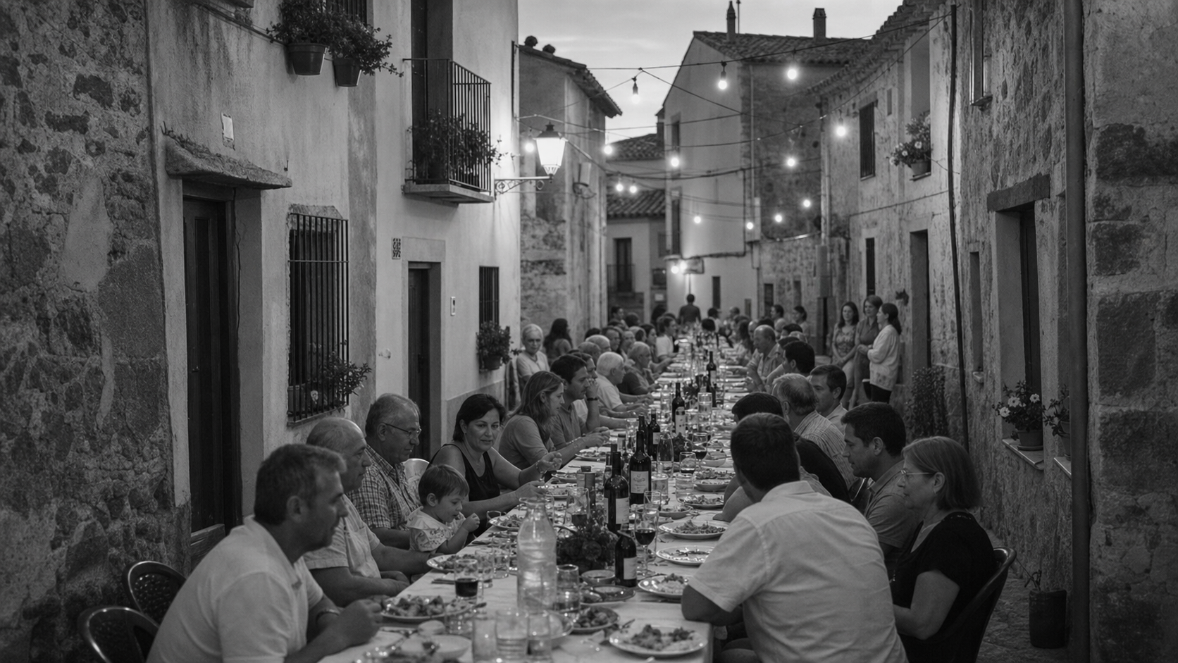 Comida popular en una calle de pueblo.